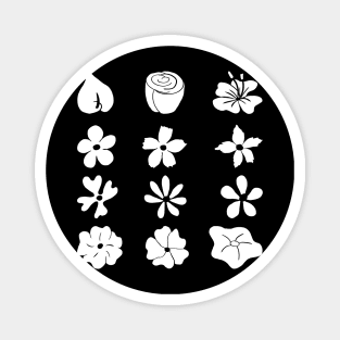 hand drawn white flowers Magnet